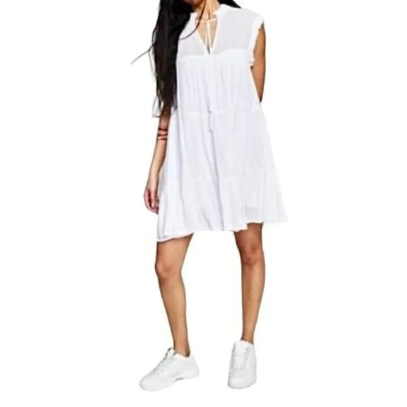 AND NOW THIS Women's Sleeveless Tiered Dress White - Picture 1 of 10